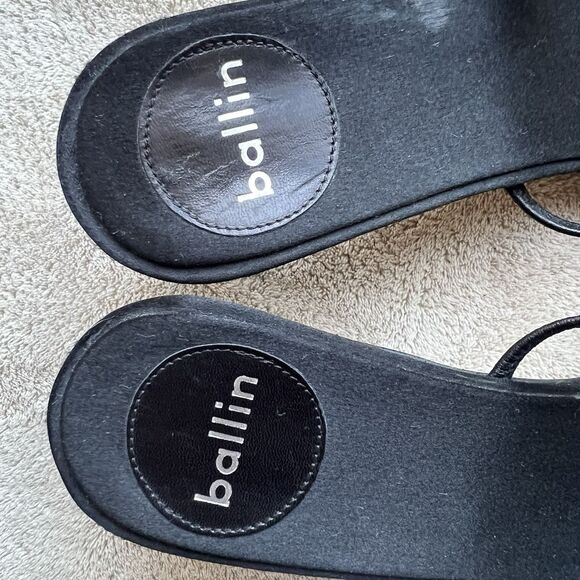 Ballin Black Satin & Rhinestones Slide Strappy Sandal Women EU 35 US 5 Low Heel - Picture 13 of 16